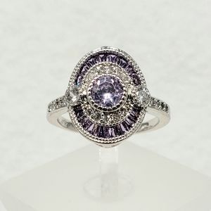 Sterling Purple Baguette Ring